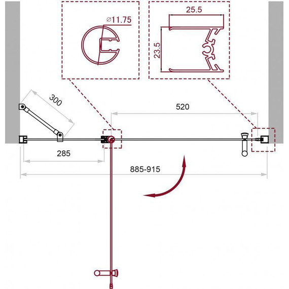 Душевая дверь BelBagno 90 см UNO-B-12-30+60-C-Cr, хром/прозрачное - фото 2
