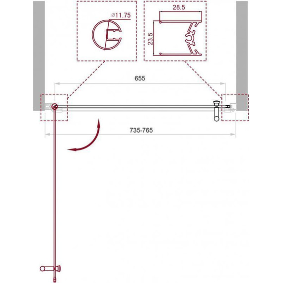 Душевая дверь BelBagno 75 см UNO-B-1-75-P-Cr, хром/матовое - фото 4