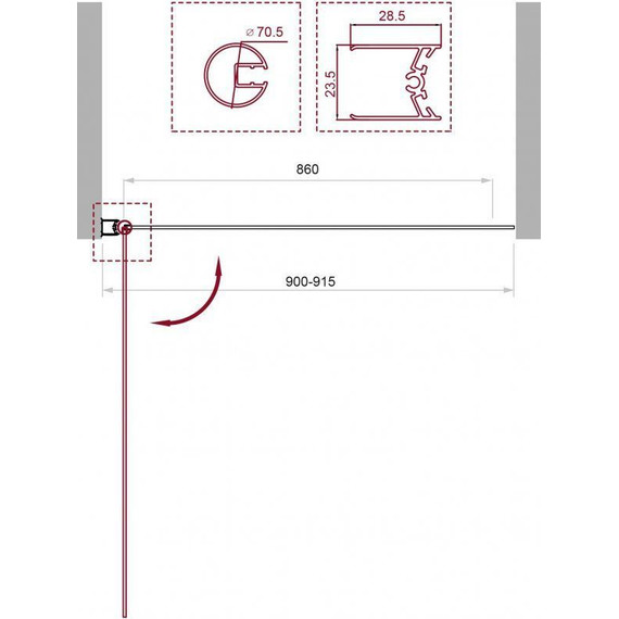 Шторка для ванны BelBagno 90 см UNO-V-1-90/150-P-Cr, хром/матовое - фото 4