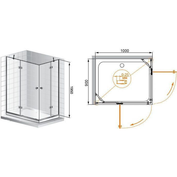 Душевое ограждение Cezares 100х90 см VERONA-W-AH-2-100/90-C-Cr, хром/прозрачное - фото 5