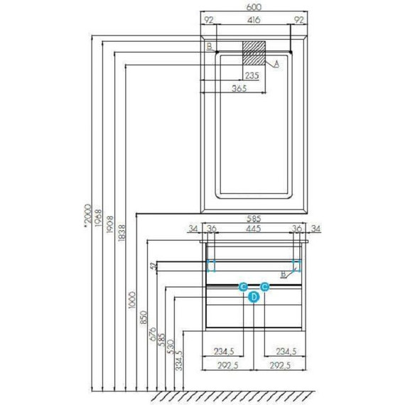 Тумба подвесная с раковиной Акватон Римини 60 см 1A226601RN950, черный - фото 9