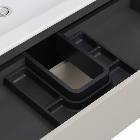 Тумба подвесная с раковиной Акватон Сохо 60 см 1A258001AJ9A0, слэйт/галька серая - фото 6