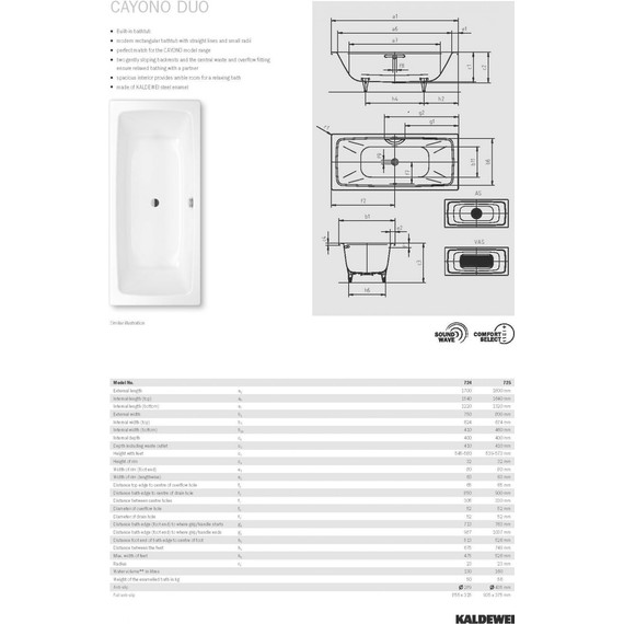 Ванна стальная Kaldewei Cayono Duo 170x75 см mod. 724 easy-clean 272400013001 - фото, картинка 7 Ванна стальная Kaldewei Cayono Duo 170x75 см mod. 724 easy-clean 272400013001 - фото 7