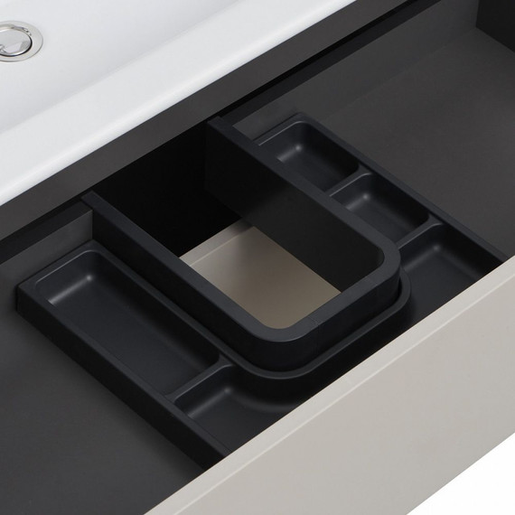 Тумба подвесная с раковиной Акватон Сохо 100 см 1A258201AJ9A0, слэйт/галька серая - фото 6