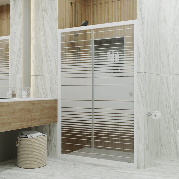 Душевая дверь Тритон Слайд 100 см, белый/узор - фото 2