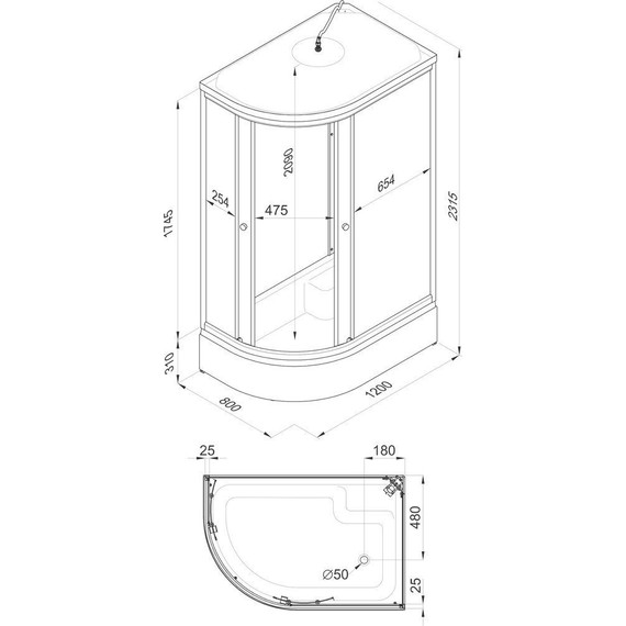 Душевая кабина Triton Коралл B 120x80 см, белый/узор R - фото 7
