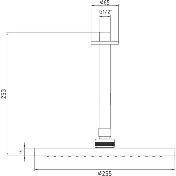 Верхний душ E.C.A. Myra 102145033C1EX 255x255 мм, черный матовый - фото 2