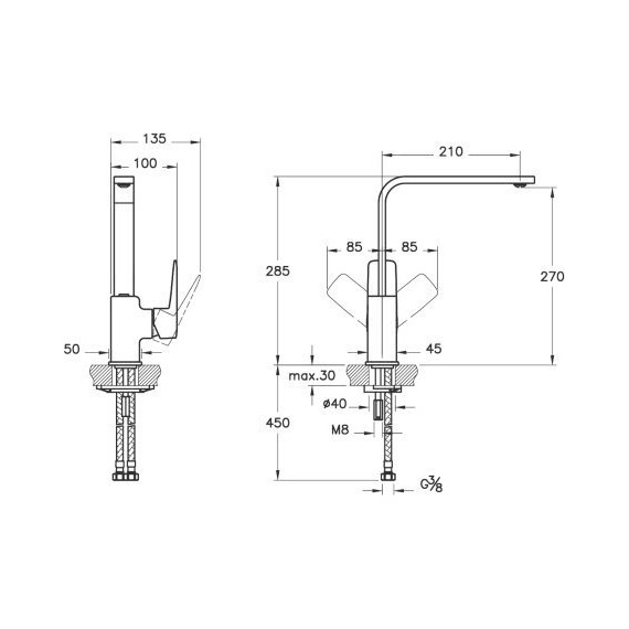 Смеситель для кухни Vitra Root Square A42753EXP - фото 2