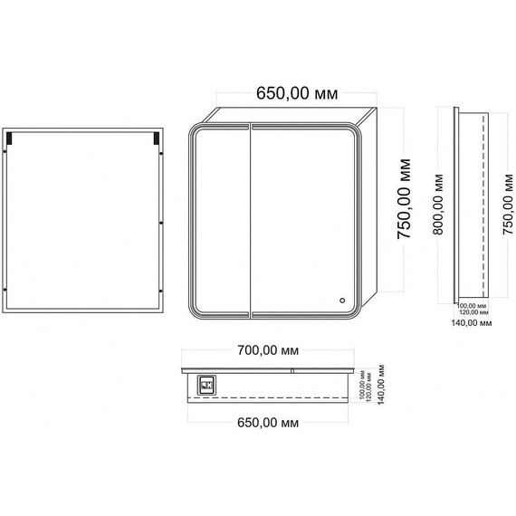 Зеркало-шкаф Art&Max Verona Led 70 см AM-Ver-700-800-2D-R-DS-F - фото 4