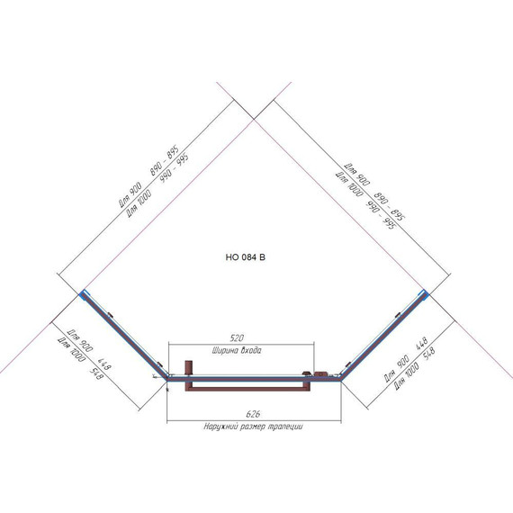 Душевое ограждение RGW HO-084G 90x90 см 350608499-26 (стекло 8 мм), золото/матовое - фото 4