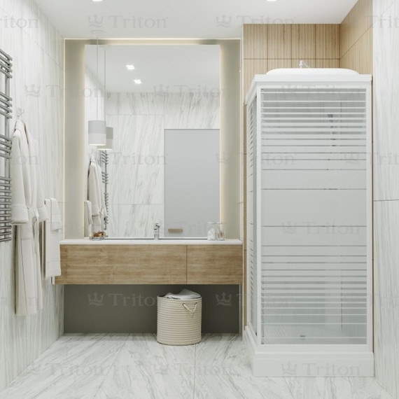 Душевая кабина Triton Квадро 100x80 см, белый/узор - фото, картинка 5 Душевая кабина Triton Квадро 100x80 см, белый/узор - фото 5