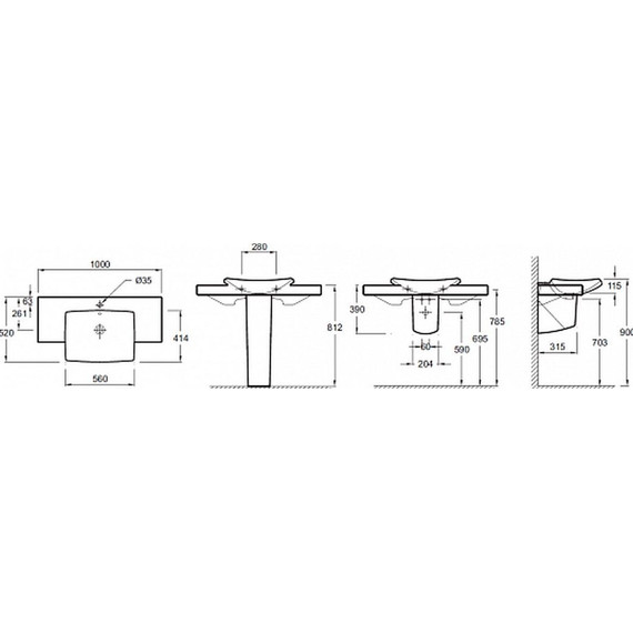 Раковина подвесная Jacob Delafon Escale 100 см 19034W-00 - фото 2