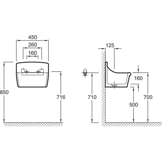 Раковина подвесная Jacob Delafon Norma 45 см E1898-00 - фото 2