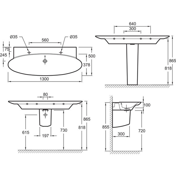 Раковина подвесная Jacob Delafon Presquile 130 см E4445-00 - фото 6