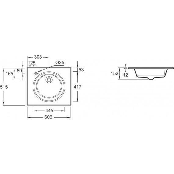 Раковина врезная на столешницу Jacob Delafon Odeon Rive Gauche 60 см EB2560-DE2, черный матовый - фото 2