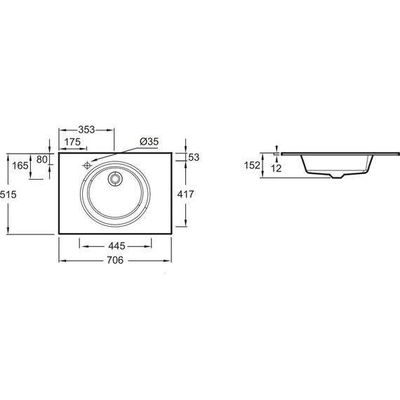 Раковина врезная на столешницу Jacob Delafon Odeon Rive Gauche 70 см EB2561-DE1, белый матовый - фото 2
