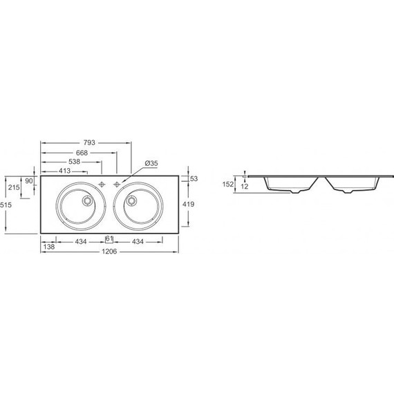 Раковина врезная на столешницу Jacob Delafon Odeon Rive Gauche 120 см EB2565-DE1, белый матовый - фото 2