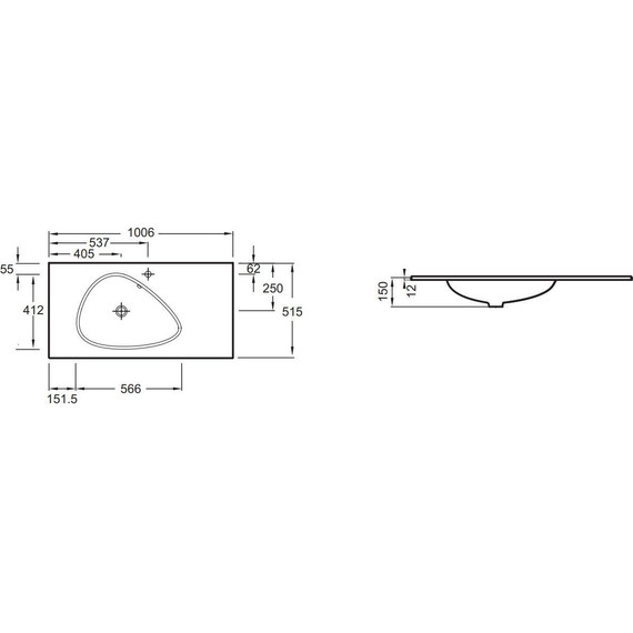 Раковина мебельная Jacob Delafon Nouvelle Vague 100 см EB3021-DE1, белый матовый - фото 2