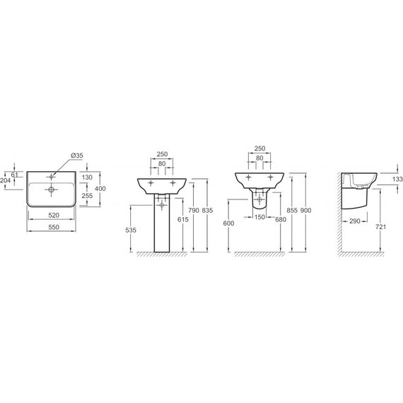 Раковина подвесная Jacob Delafon Struktura 55 см EGE111-00 - фото 2