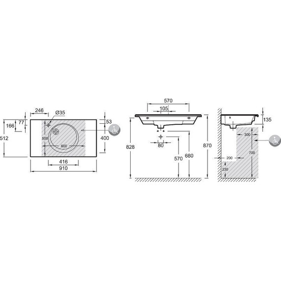 Раковина подвесная Jacob Delafon Odeon Rive Gauche 91 см EXAV112-Z-00 - фото 2