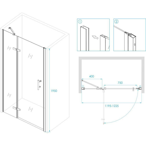 Душевая дверь RGW PA-07B L 120 см 41080712-84L, черный/прозрачное - фото 3