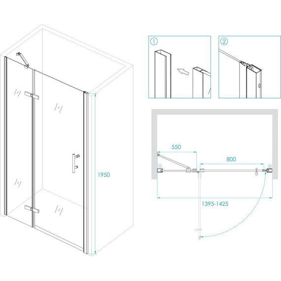 Душевая дверь RGW PA-07B L 140 см 41080714-84L, черный/прозрачное - фото 3