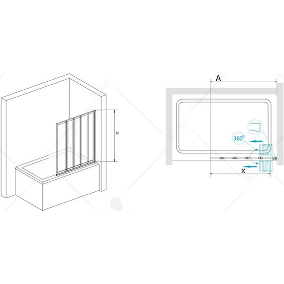 Шторка для ванны RGW SC-22B 120 см 03112212-14, черный/прозрачное - фото 3