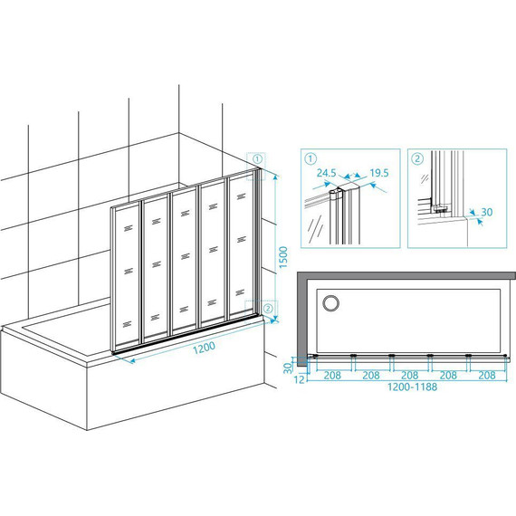 Шторка для ванны RGW SC-22B 120 см 03112212-14, черный/прозрачное - фото 4