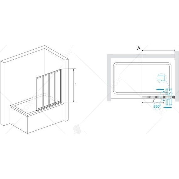 Шторка для ванны RGW SC-23B 100 см 03112310-14, черный/прозрачное - фото 2