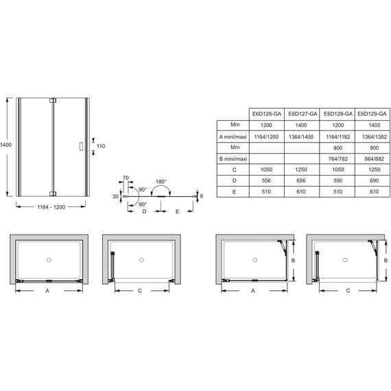 Шторка для ванны Jacob Delafon Capsule 140x90 см E6D129-GA, хром/прозрачное - фото 2