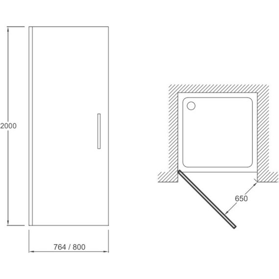 Душевая дверь Jacob Delafon Contra 80 см E22T80-GA, хром/прозрачное - фото 2