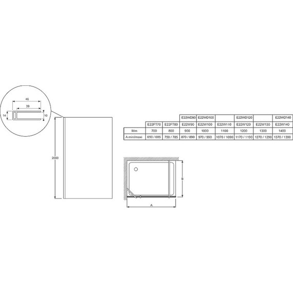 Душевая перегородка Jacob Delafon Contra 130 см E22W130-GA (стекло 8 мм), хром/прозрачное - фото 6
