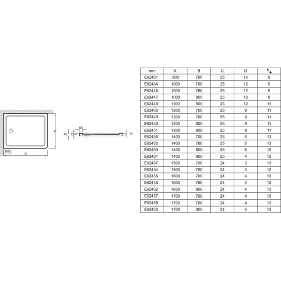Акриловый поддон Jacob Delafon Flight 120x100 см E62652-00 - фото, картинка 4 Акриловый поддон Jacob Delafon Flight 120x100 см E62652-00 - фото 4
