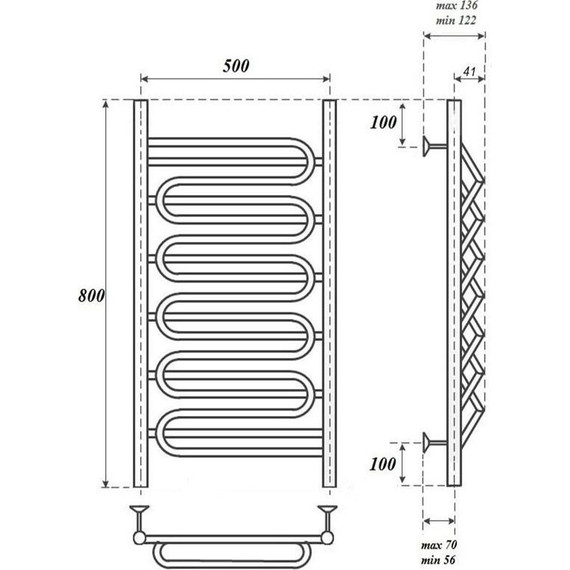 Полотенцесушитель электрический Point П17 500x800 мм PN01158SE (возможность скрытого подключения) - фото 4