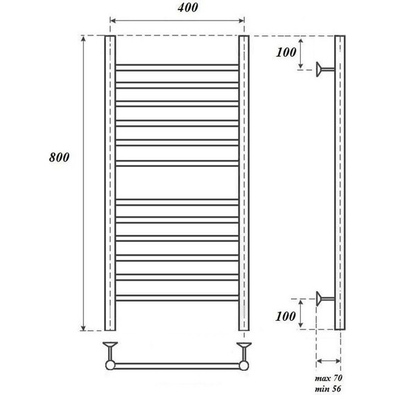 Полотенцесушитель электрический Point П12 400x800 мм PN10148SE (возможность скрытого подключения) - фото 4