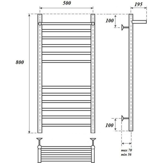 Полотенцесушитель электрический с полкой Point П11 500x800 мм PN10158SPE (возможность скрытого подключения) - фото 4