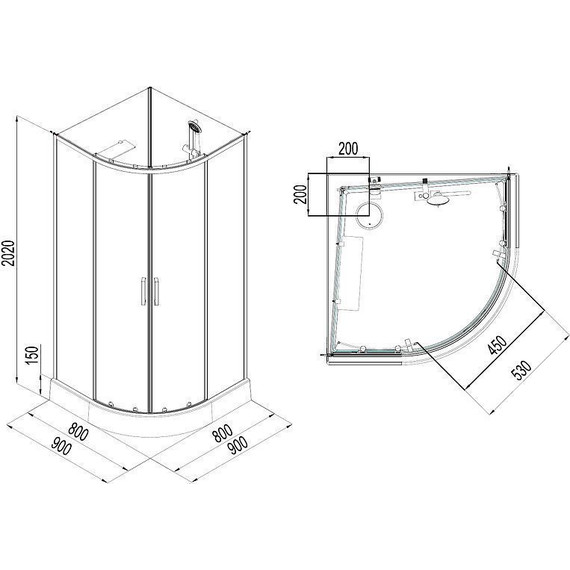 Душевое кабина Aquanet Passion EVO R 90x90 см 267252, белый/прозрачное (безсиликоновая сборка) - фото 4
