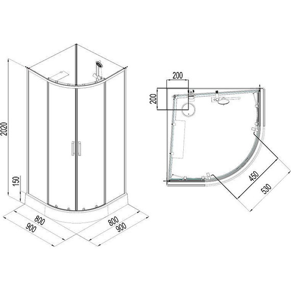 Душевое кабина Aquanet Passion EVO R 90x90 см 267256, чёрный/прозрачное (безсиликоновая сборка) - фото 4