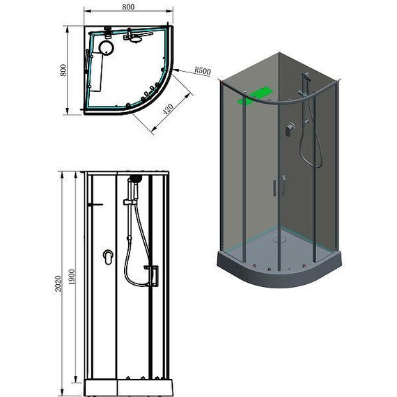 Душевое кабина Aquanet Passion EVO R 80x80 см 281961, белый/прозрачное (безсиликоновая сборка) - фото 4