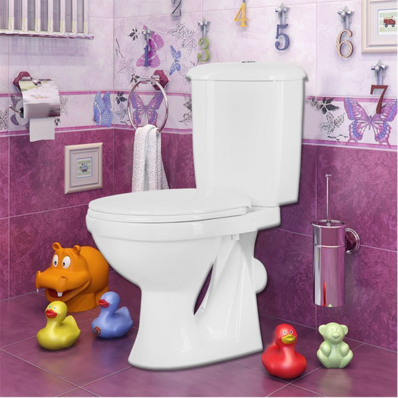 Унитаз-компакт Оскольская керамика Суперкомпакт Стандарт (косой выпуск) с полипропиленовой крышкой 44901130022, Цвет производителя: белый - фото 5