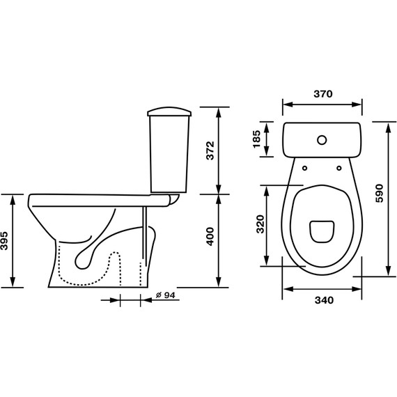 Унитаз-компакт Оскольская керамика Суперкомпакт Стандарт (вертикальный выпуск) с полипропиленовой крышкой 47301110322 - фото 5