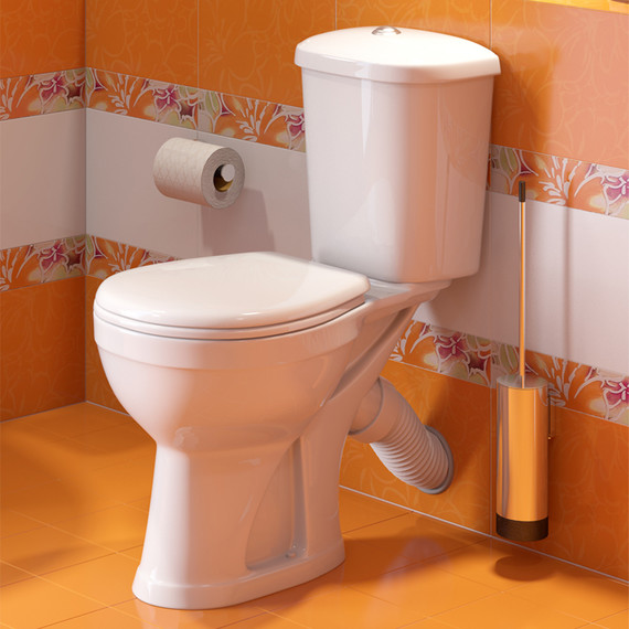 Унитаз-компакт Оскольская керамика Дора Стандарт горизонтальный выпуск с полипропиленовой крышкой 47301130402, Цвет производителя: белый - фото 4