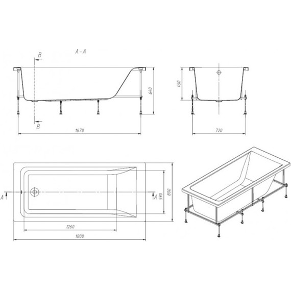Ванна акриловая Roca EASY 180x80 см 7248618000, Размер - мм: 1800х800 - фото, картинка 5 Ванна акриловая Roca EASY 180x80 см 7248618000, Размер - мм: 1800х800 - фото 5