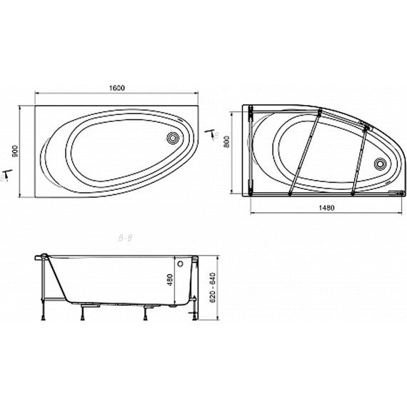 Монтажный комплект к ванне Roca CORFU 160x90 см 725F039000 - фото 2