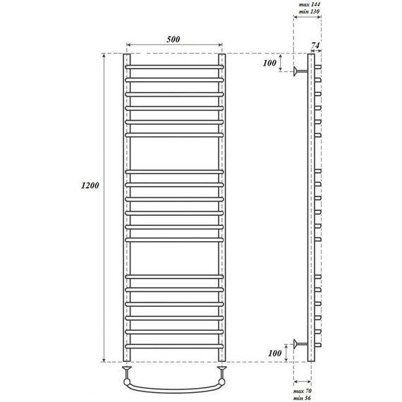 Полотенцесушитель водяной Point П18 500х1200 мм PN05152S - фото 3