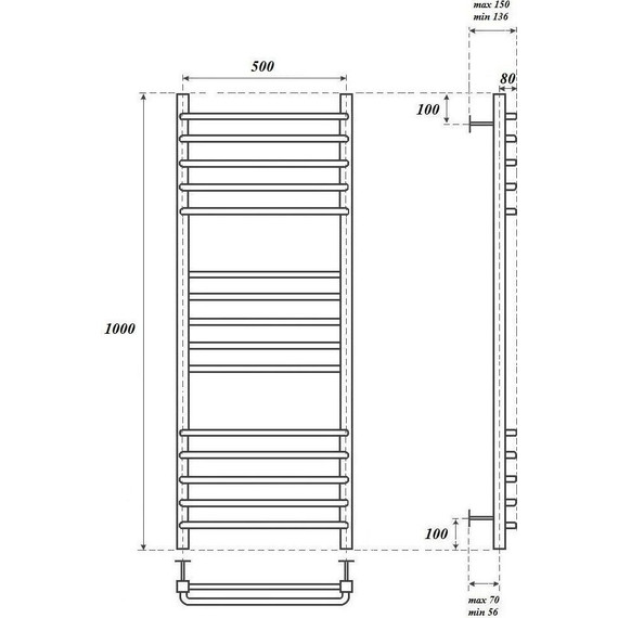 Полотенцесушитель водяной Point П15 500x1000 мм PN90150S - фото 3