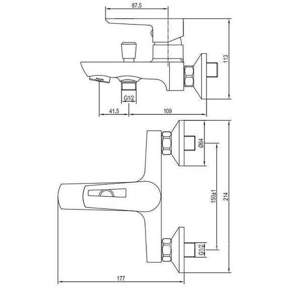 Смеситель для ванны Aquanet Logic AF320-20С 216764 - фото 2