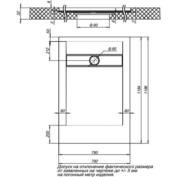 Каменный поддон Aquanet Delight 120x80 см 258883, серый - фото 8