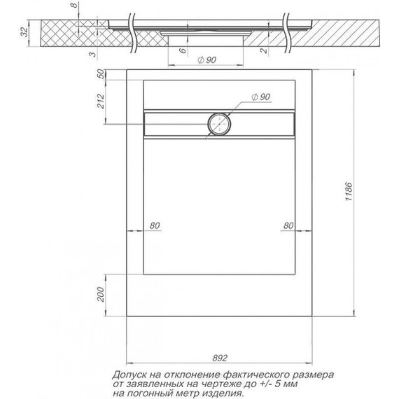 Каменный поддон Aquanet Delight 120x90 см 260111, серый - фото 8