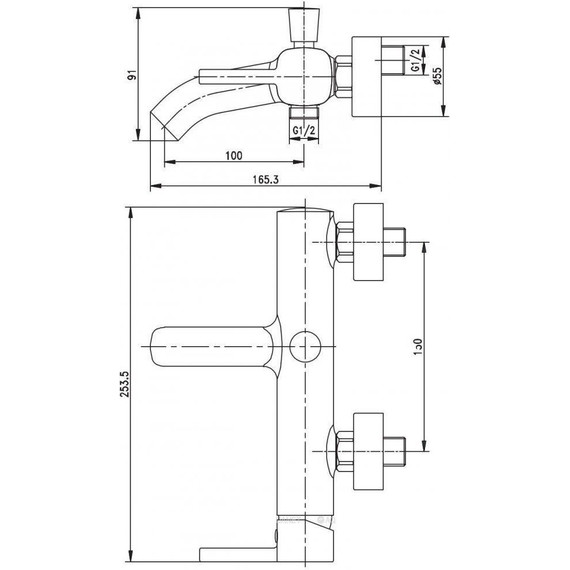 Смеситель для ванны Aquanet Minima AF130-20C 261814 - фото 2